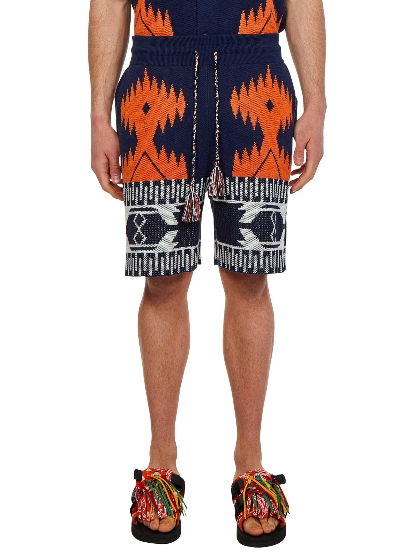 Alanui Intarsia Knitted Drawstring Shorts