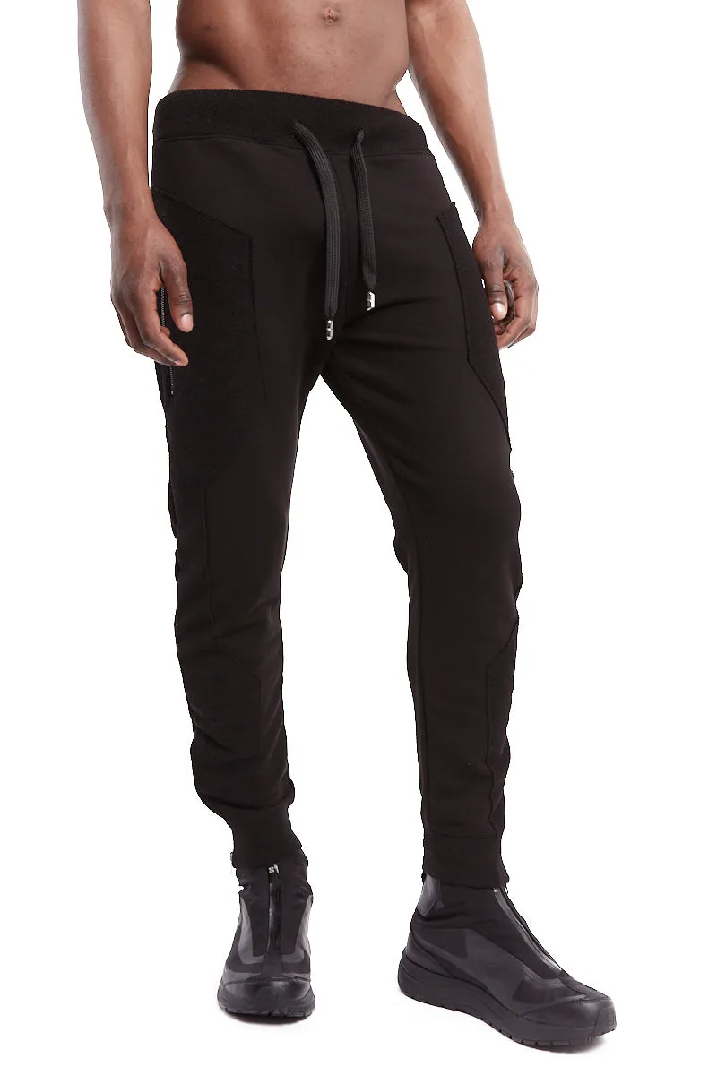 BLACK REGULAR FLEECE PANTS