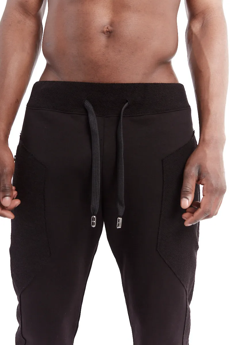 BLACK REGULAR FLEECE PANTS