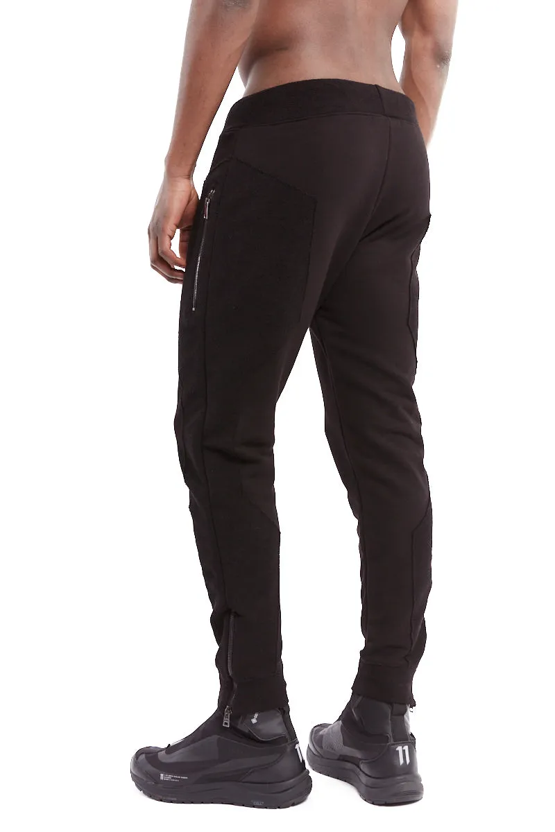 BLACK REGULAR FLEECE PANTS