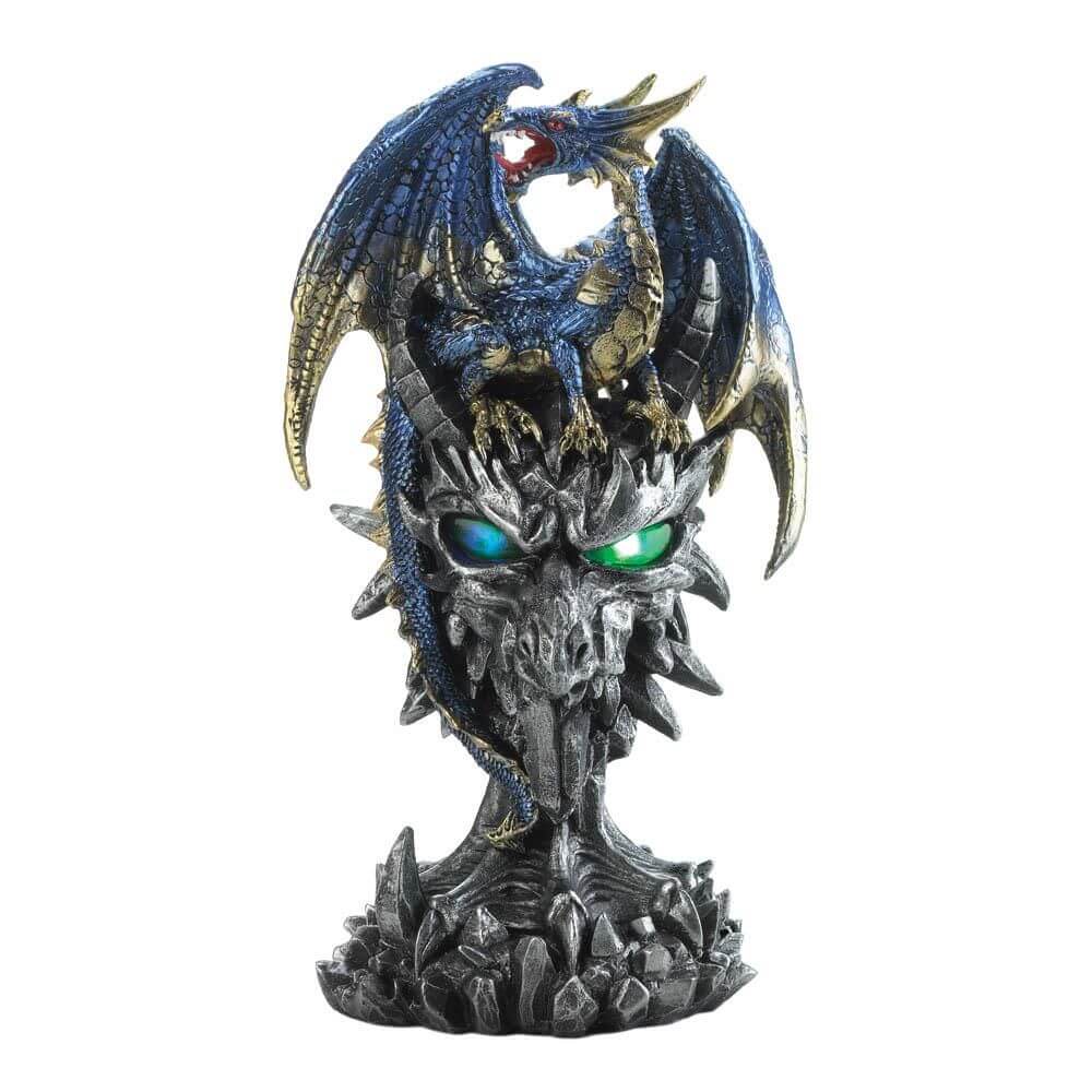 Blue Dragon Warrior Statue with LED Figurine