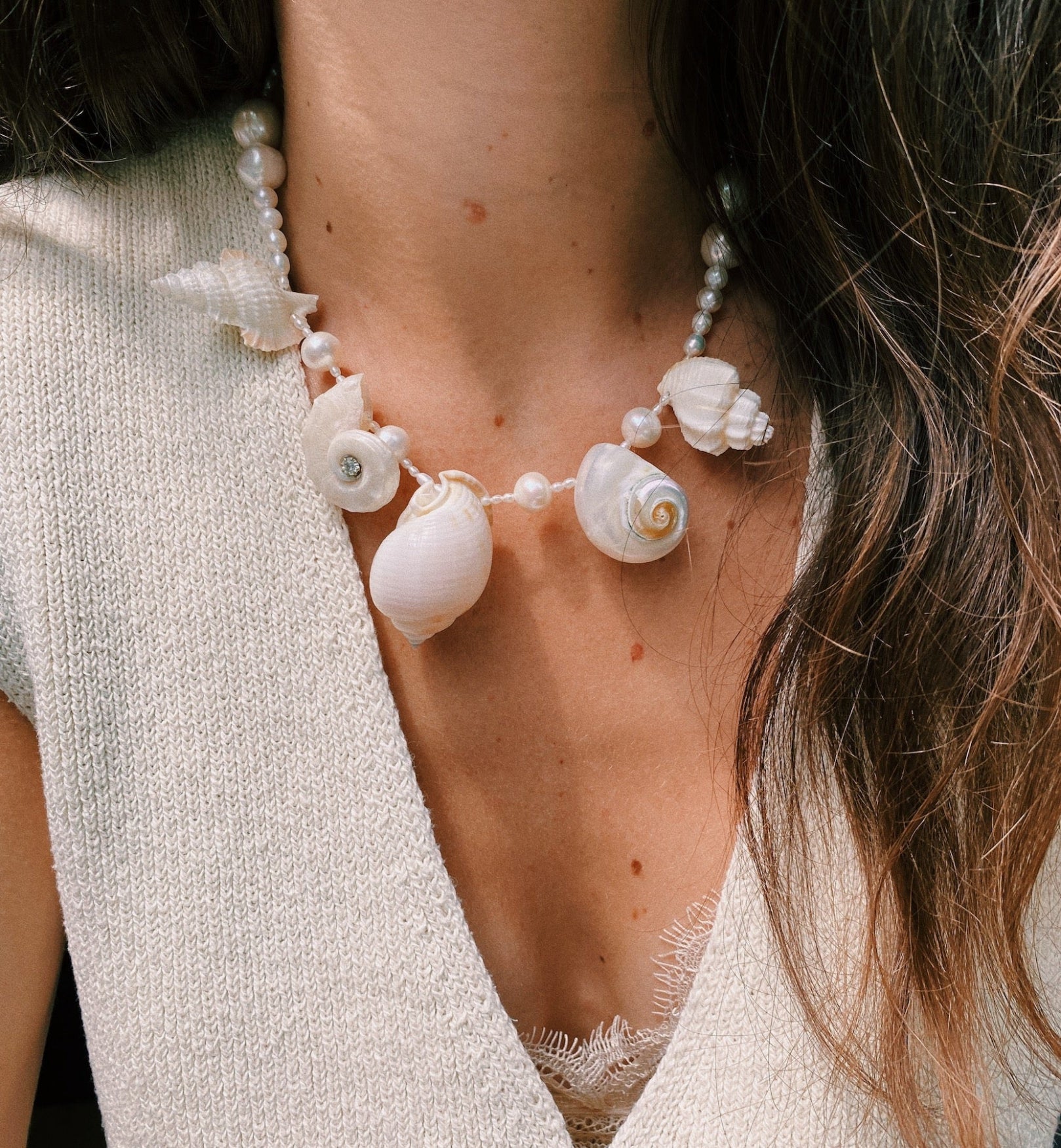 Brinker + Eliza Rocky Shell Pearl Necklace