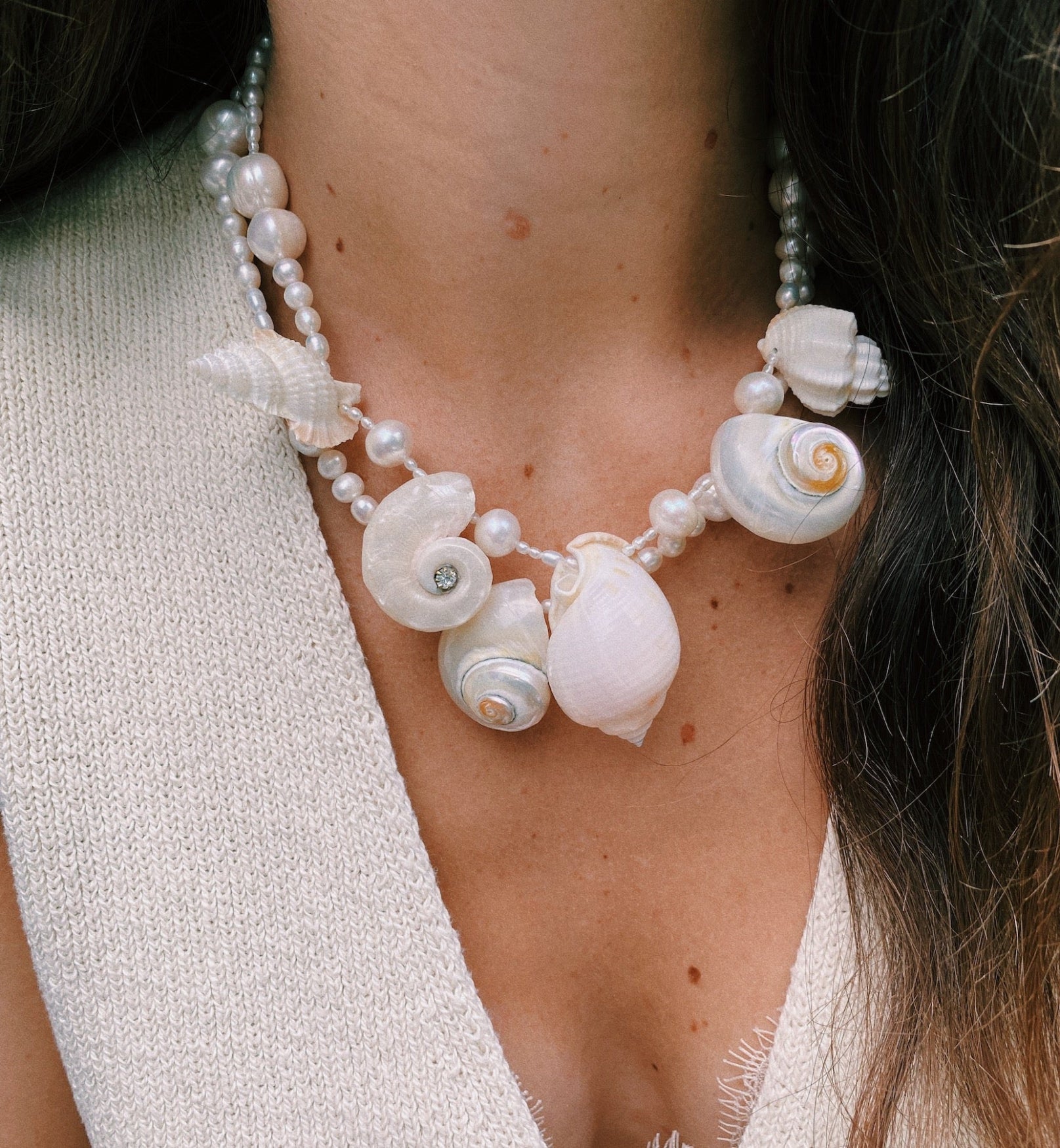 Brinker + Eliza Rocky Shell Pearl Necklace