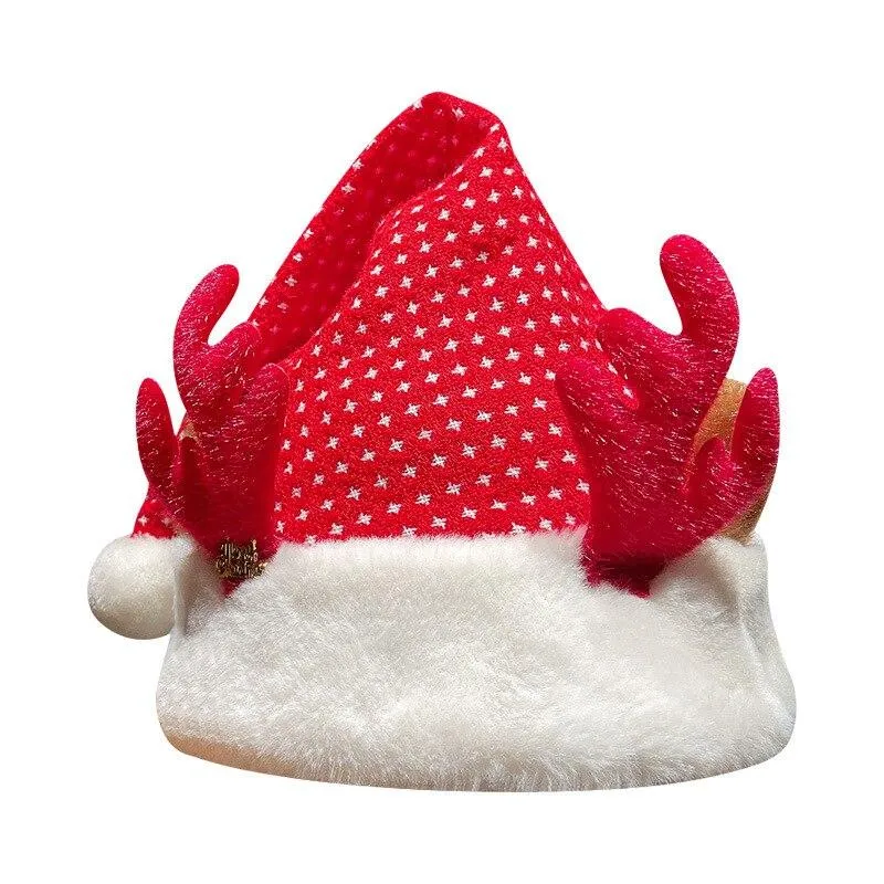 Christmas Hats Children Cartoon Elk Hat Christmas Ornaments Festival Gift Winter Plush Cap Adult Party Cosplay New Year Supplies