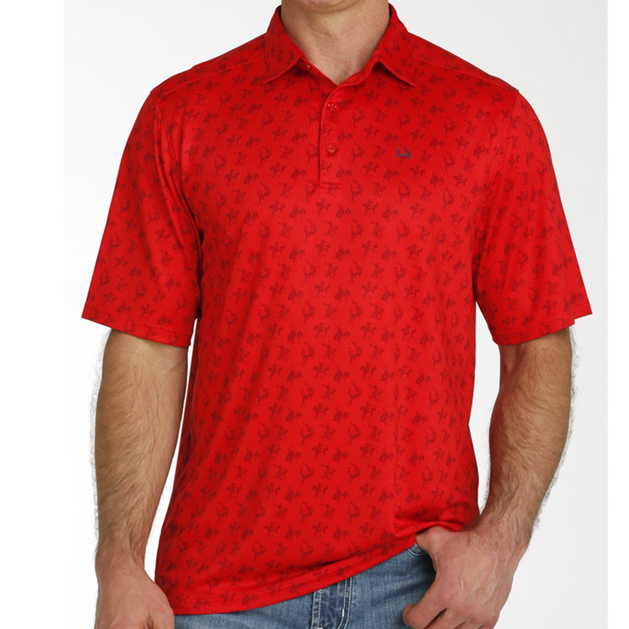 Cinch Men's Red & Brown ArenaFlex Polo