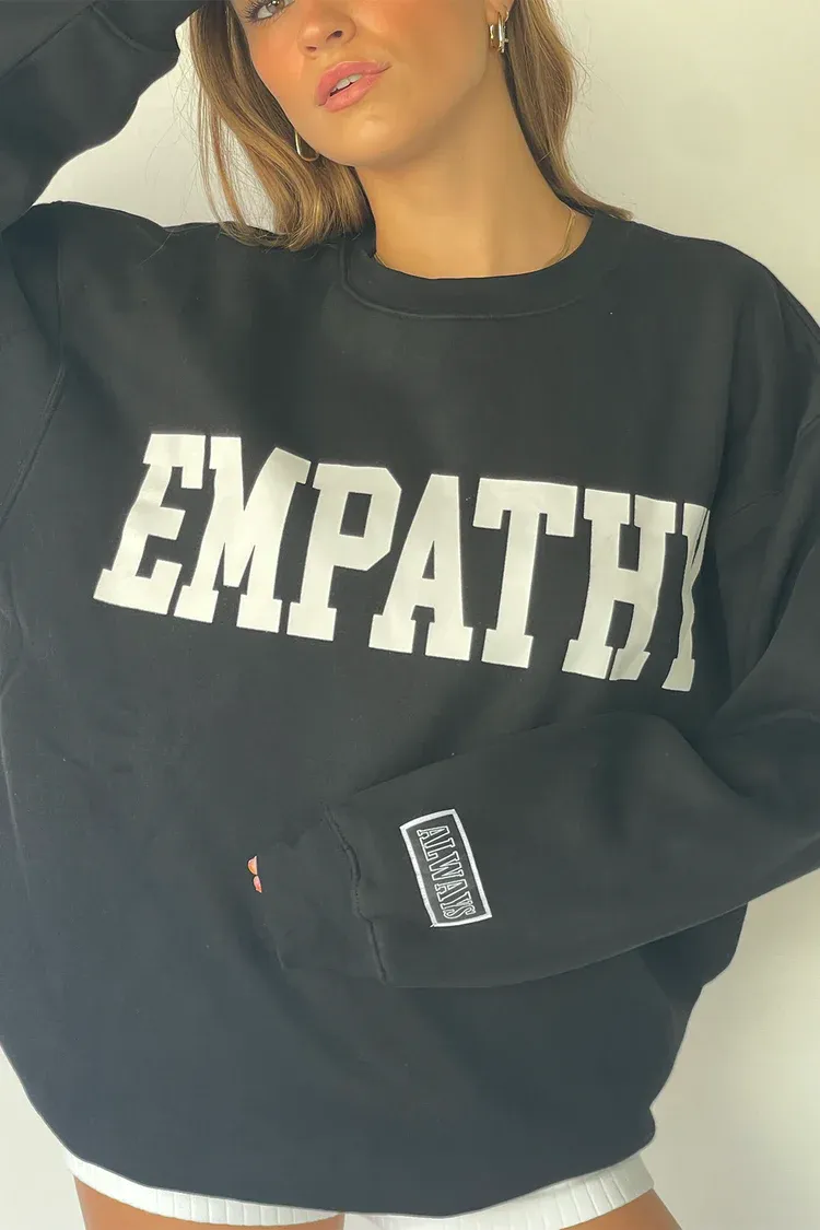 Empathy Always Black Crewneck Sweatshirt