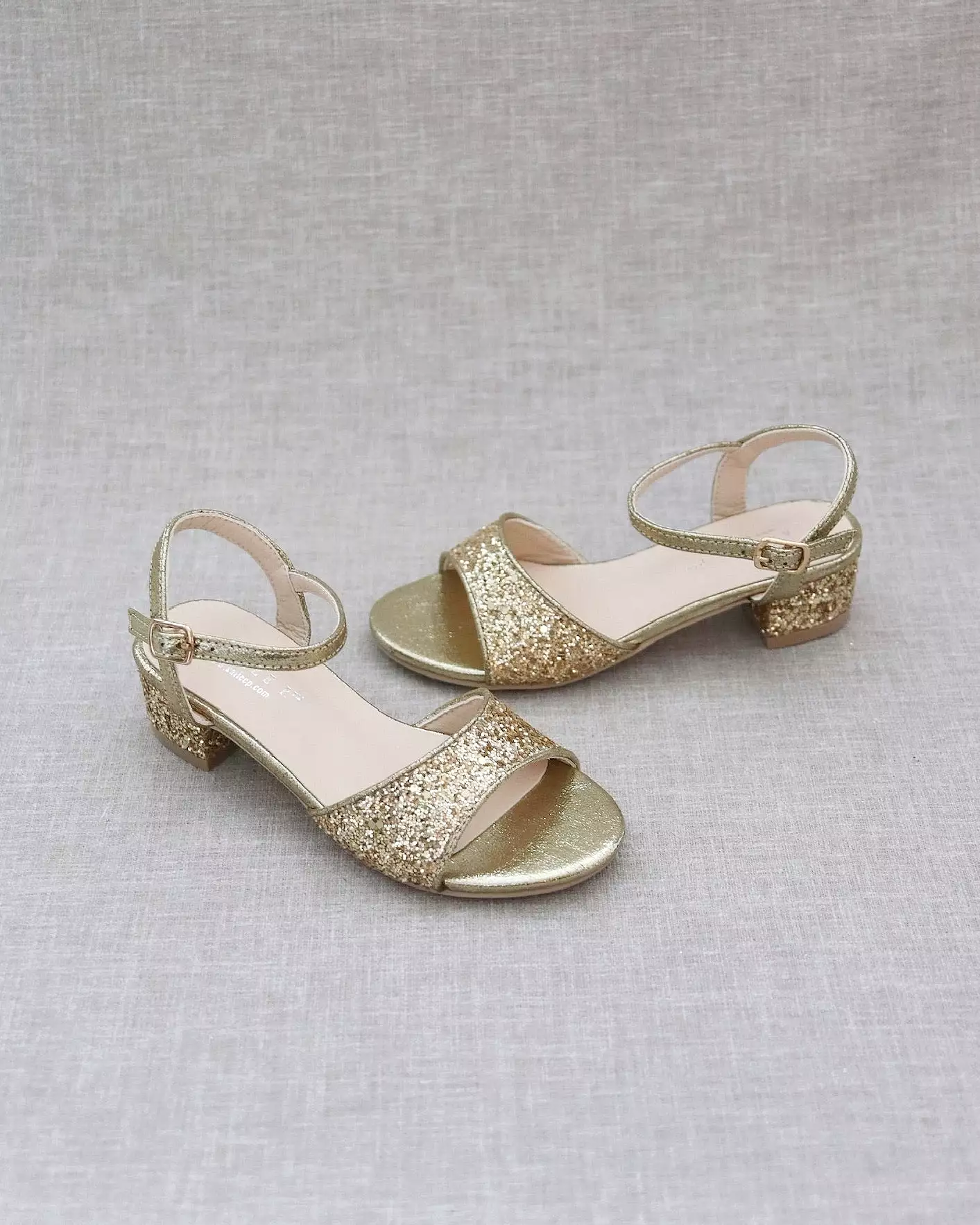 Gold Rock Glitter Block Heel Sandals