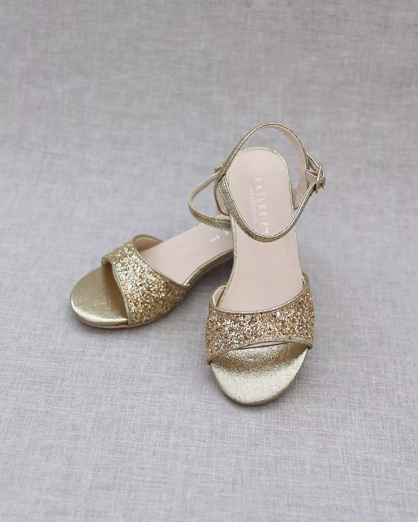 Gold Rock Glitter Block Heel Sandals