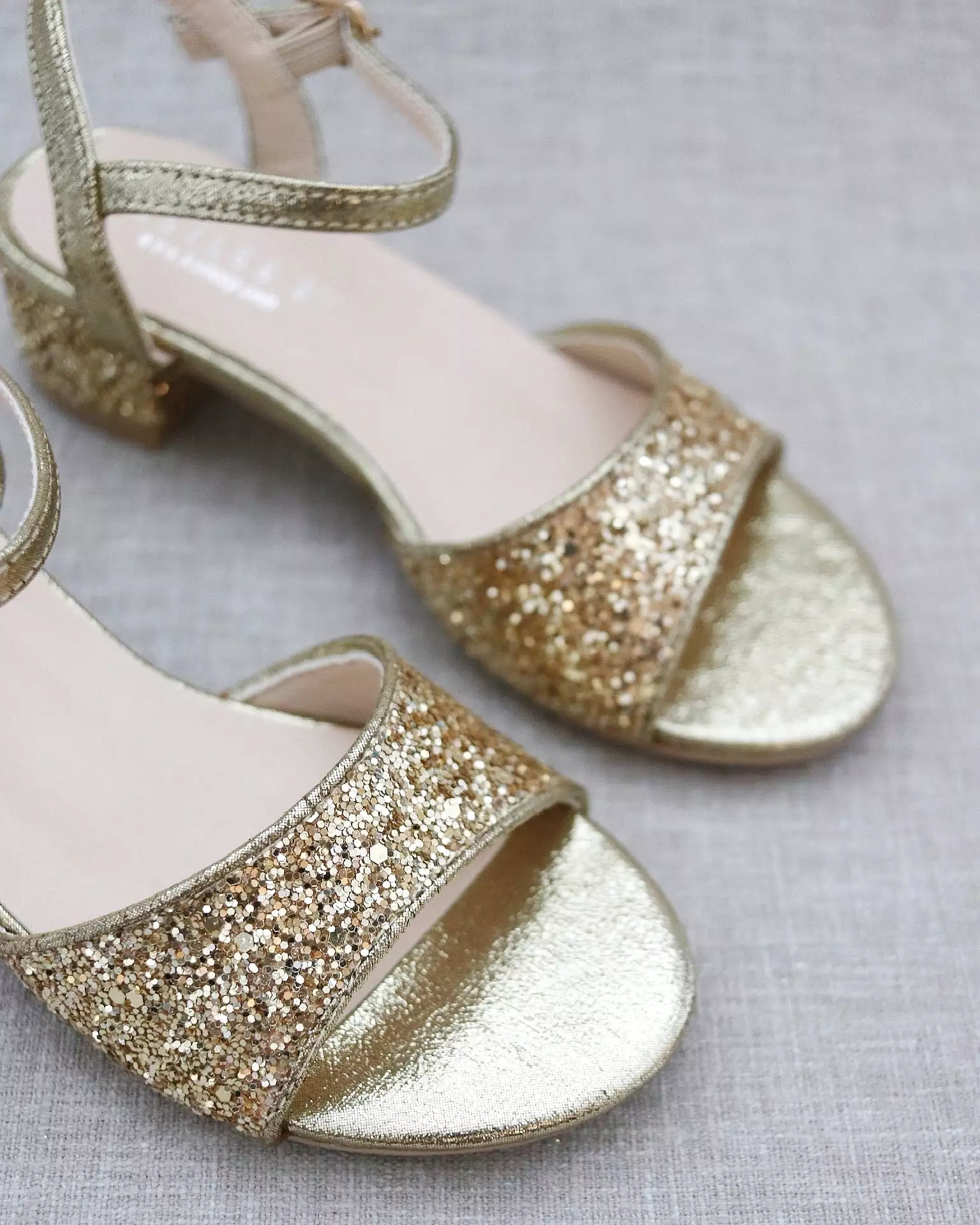 Gold Rock Glitter Block Heel Sandals