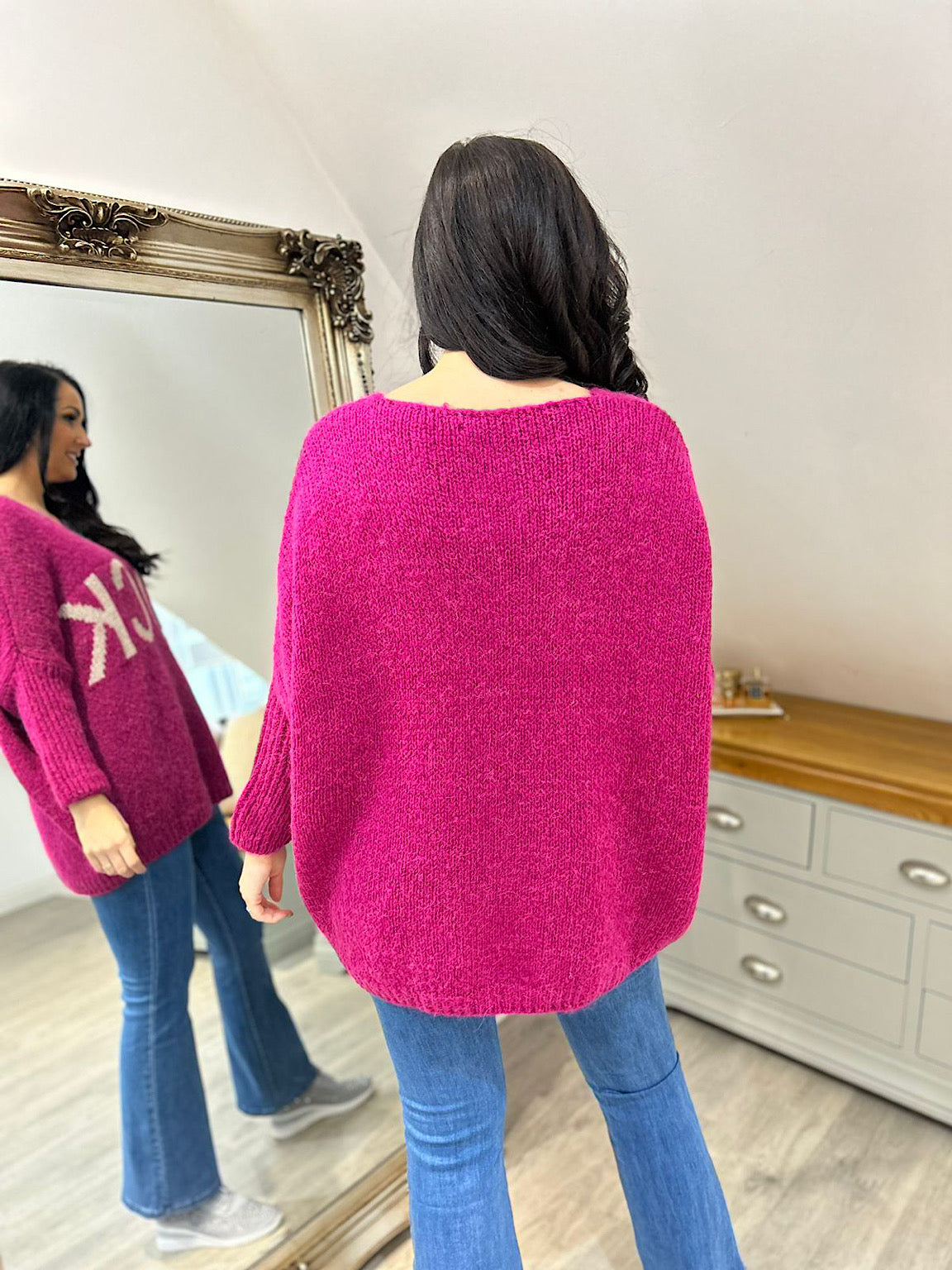 Grape Rock V Neck Knitted Jumper Rocky