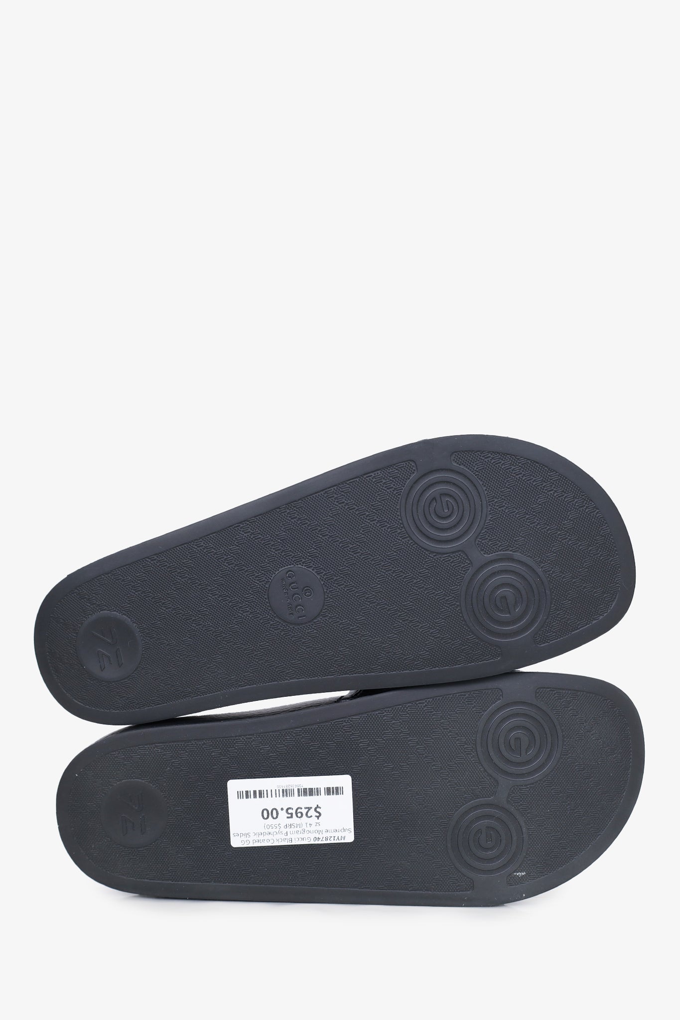 Gucci Black Coated GG Supreme Monogram Psychedelic Slides Size 41