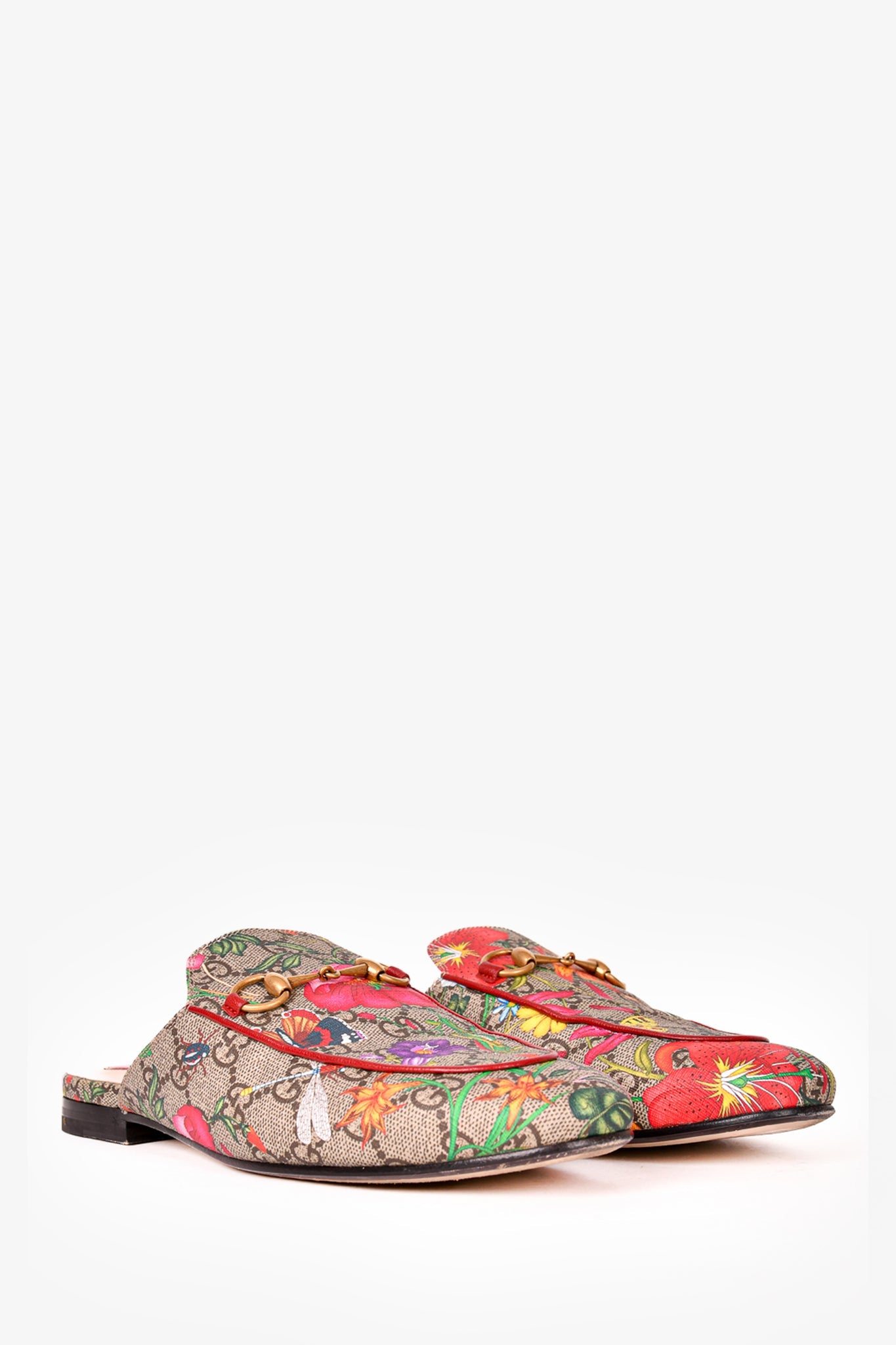 Gucci GG Supreme/Floral Horsebit Loafers Size 38.5