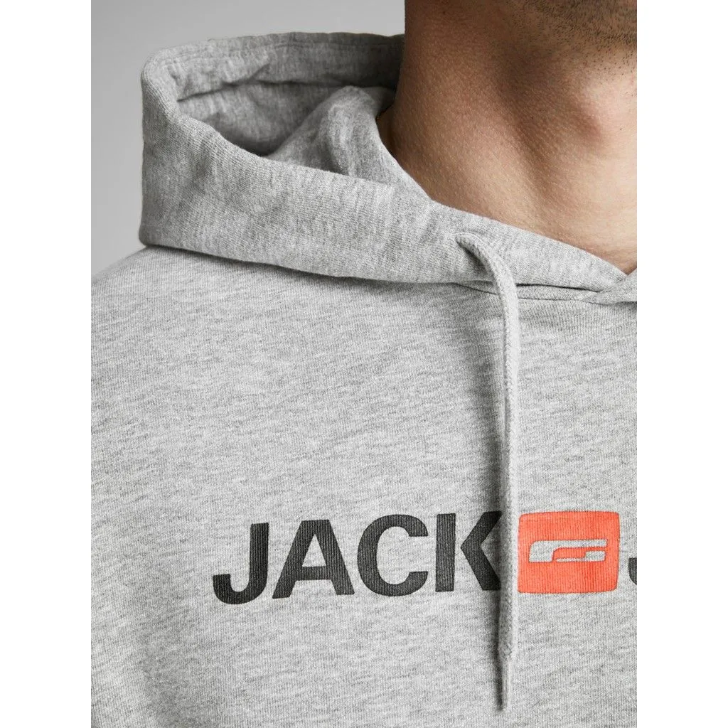 Jack & Jones Retro Logo Hooded Sweatshirts Light Grey