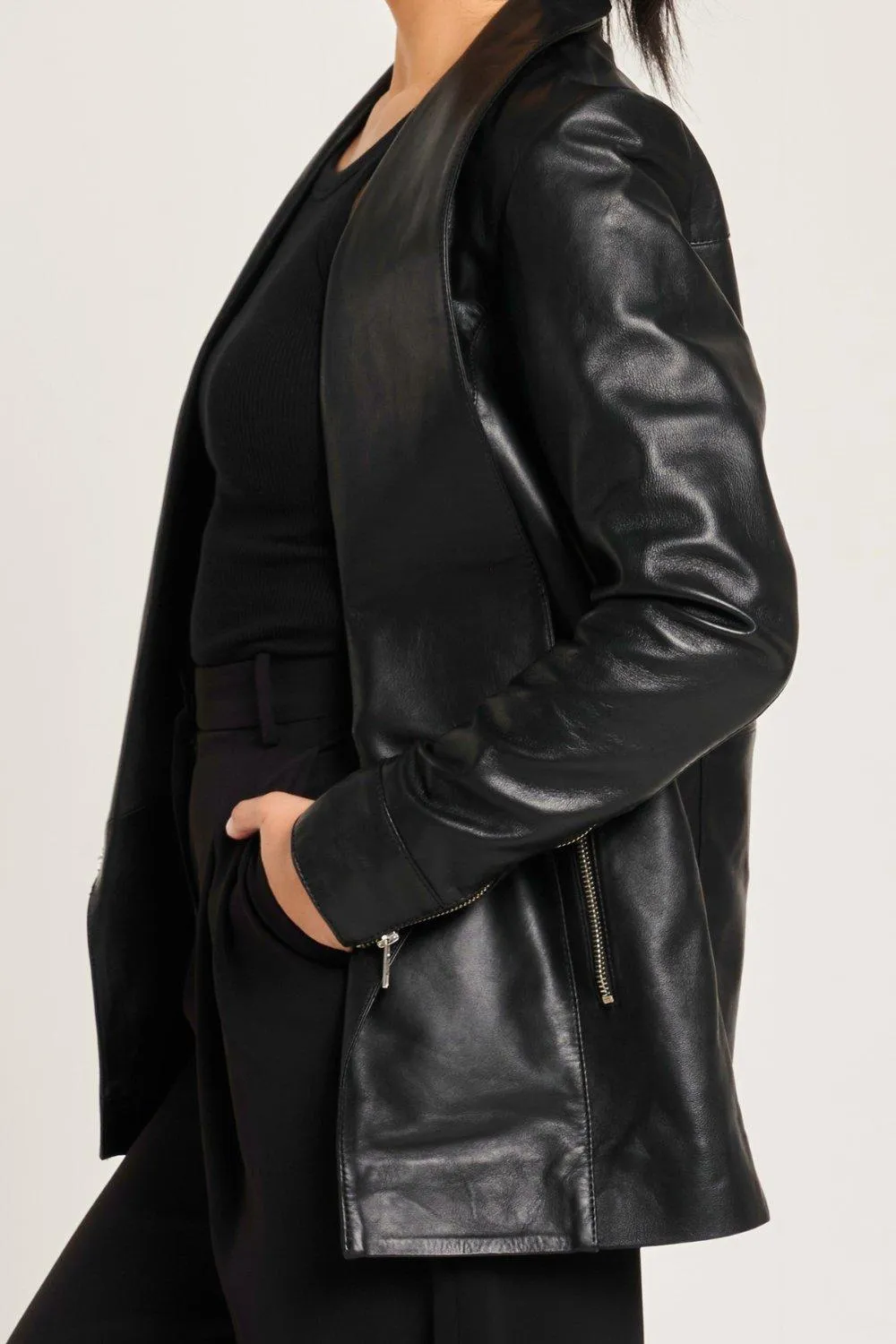 Jackets & Coats | Leather Waterfall Blazer | Barneys Originals