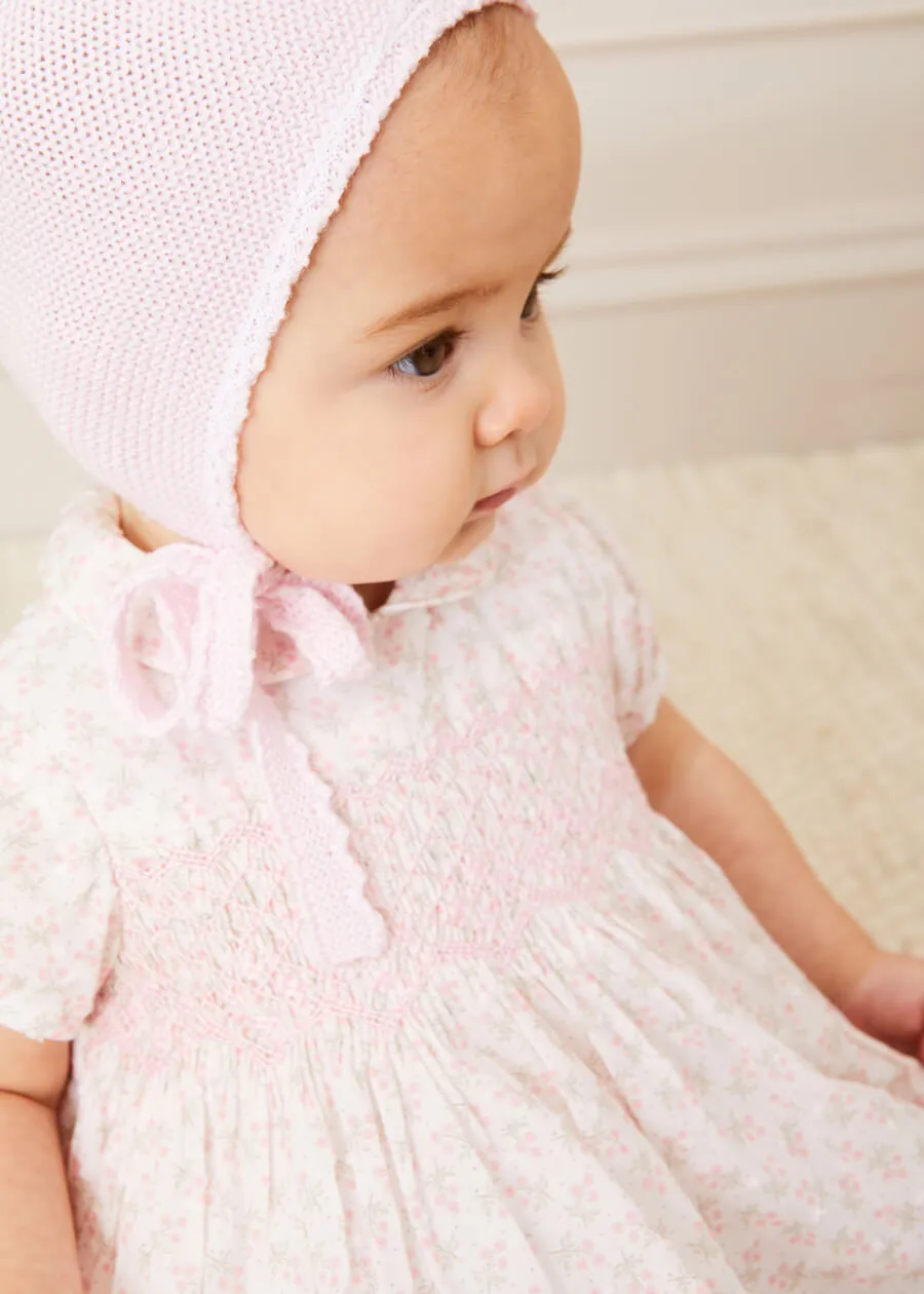 Lace Detail Knitted Bonnet in Pink (1-6mths)