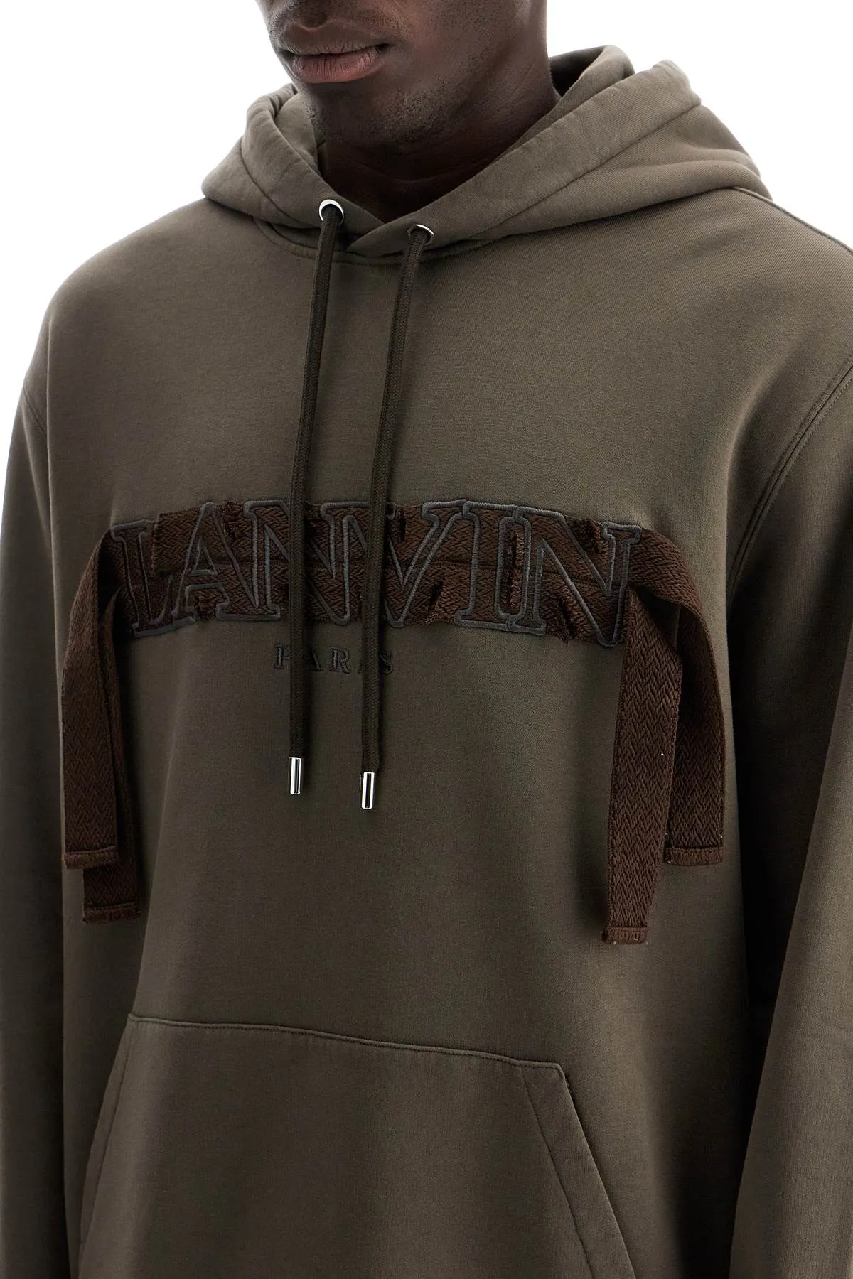 Lanvin Hooded Curb Sweat   Brown