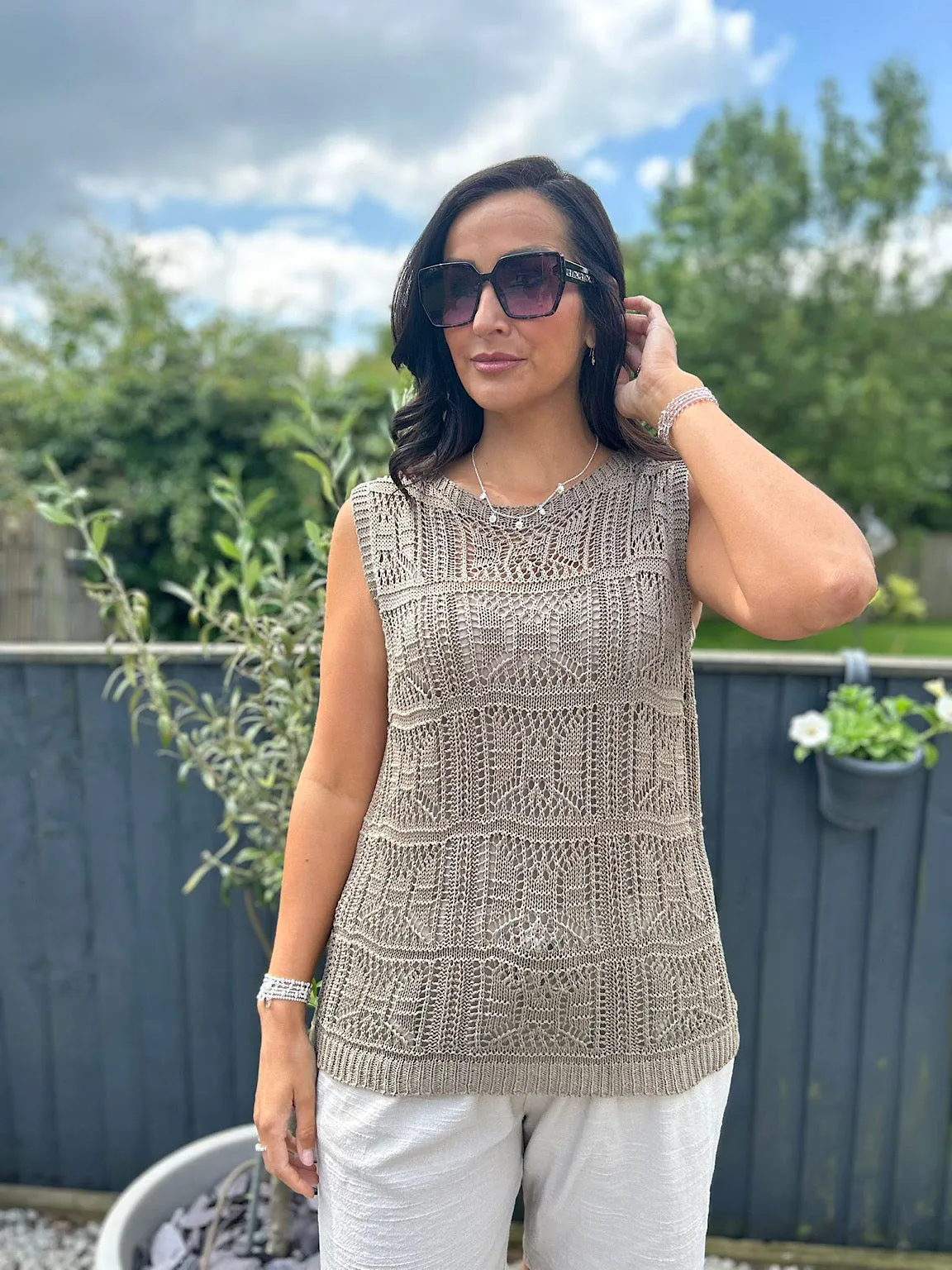 Mocha Knitted Pattern Top Lola