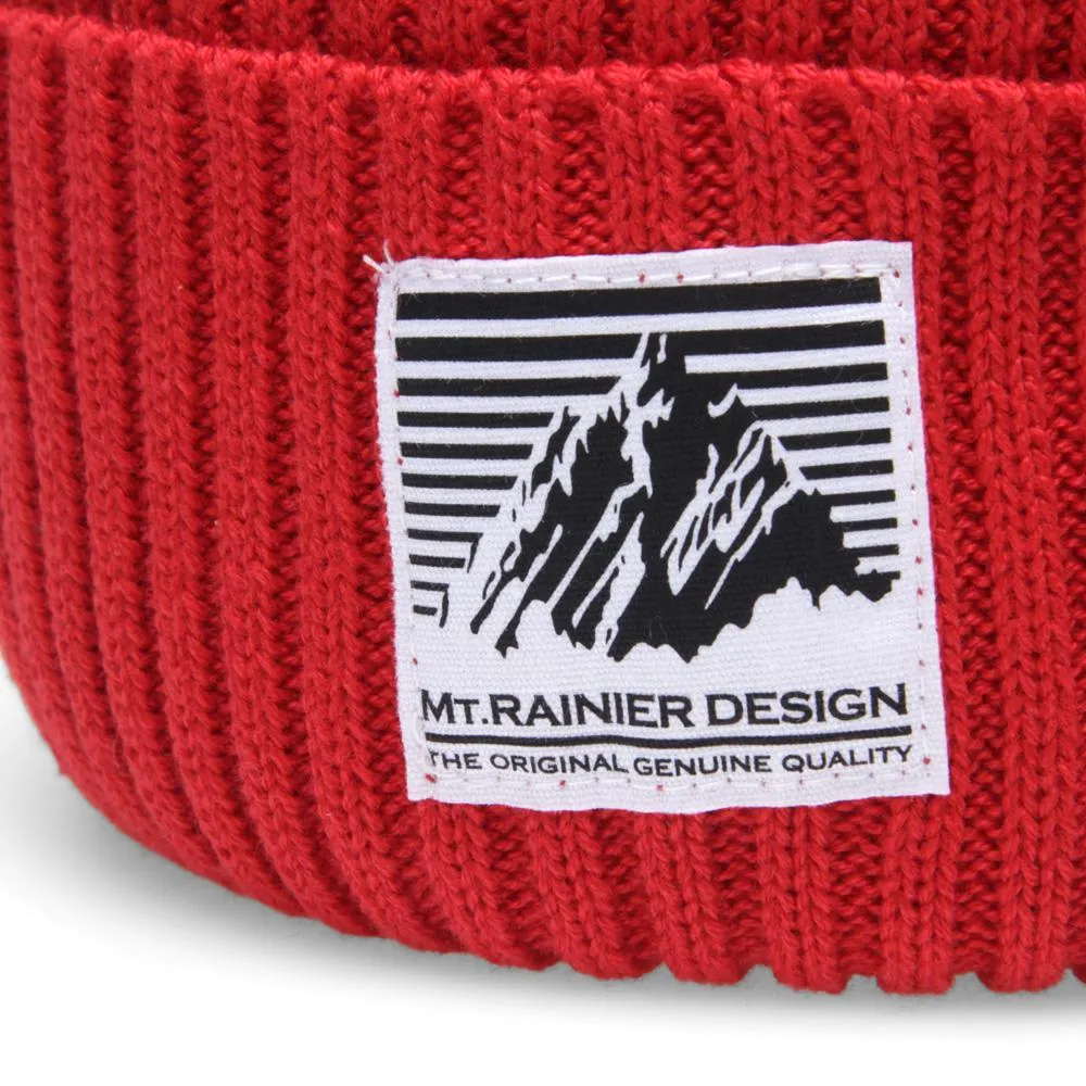 Mt. Rainier Design Knitted CapRed