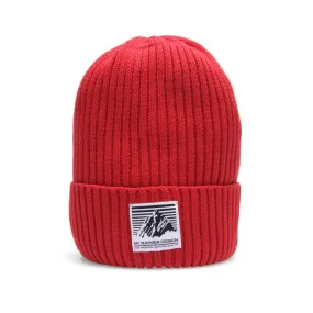 Mt. Rainier Design Knitted CapRed