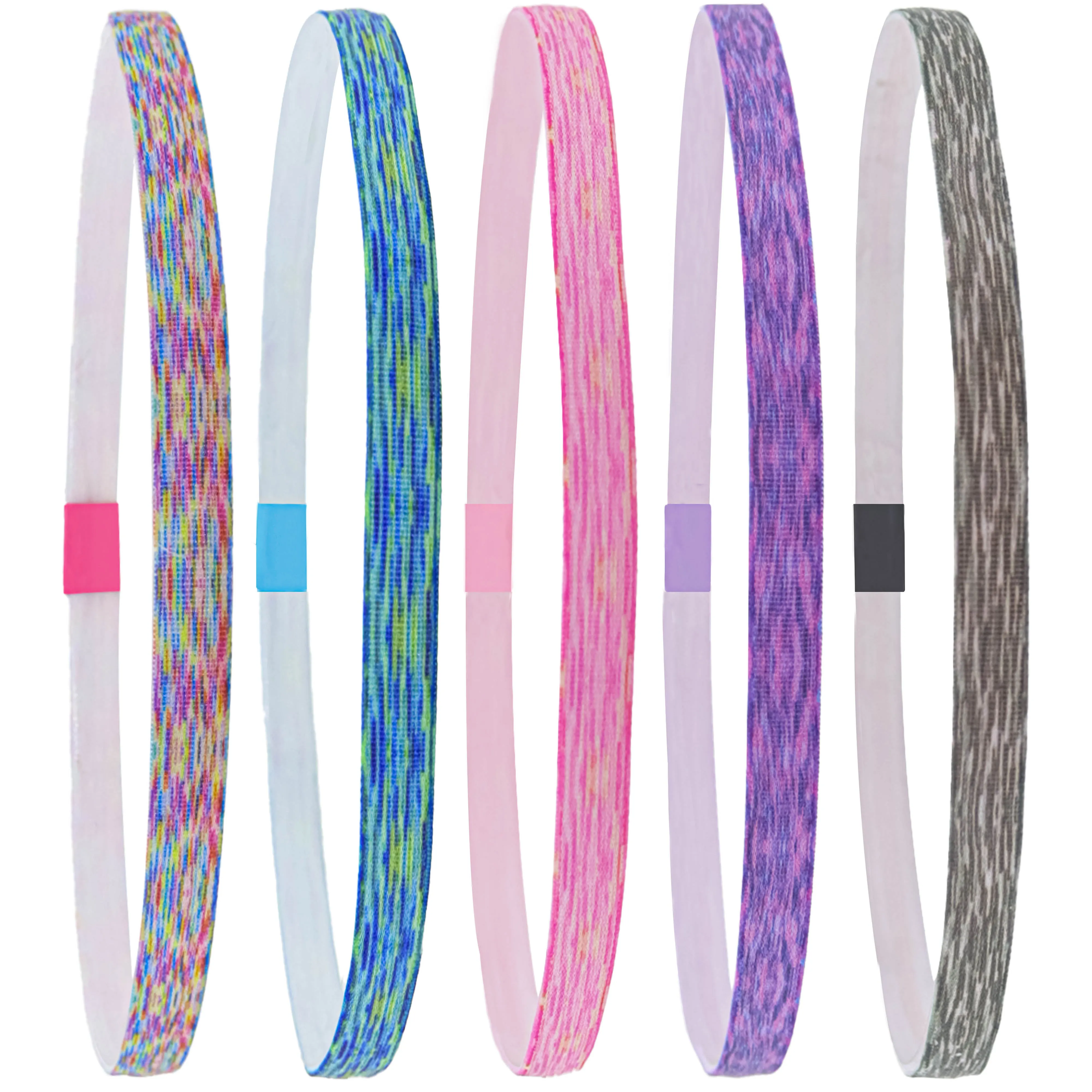 No Slip Elastic Tie Dye Sports Headbands - 5 Pack