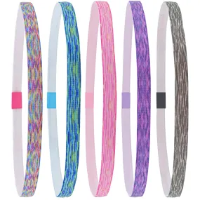 No Slip Elastic Tie Dye Sports Headbands - 5 Pack