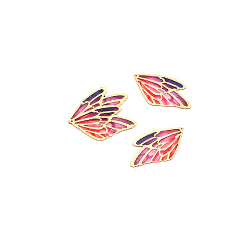 Pendants, Double Butterfly Wing, Red & Purple, Ombre, Fabric, 30mm