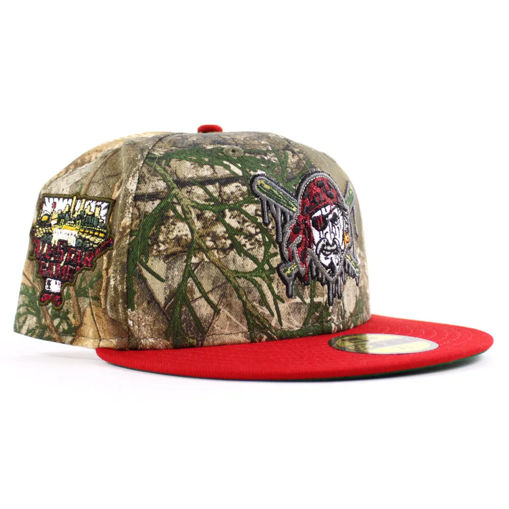 Pittsburgh Pirates Drip Logo 2006 All Star Game 59Fifty New Era Fitted Hats (RealTree Camo Scarlet Red Green Under Brim)