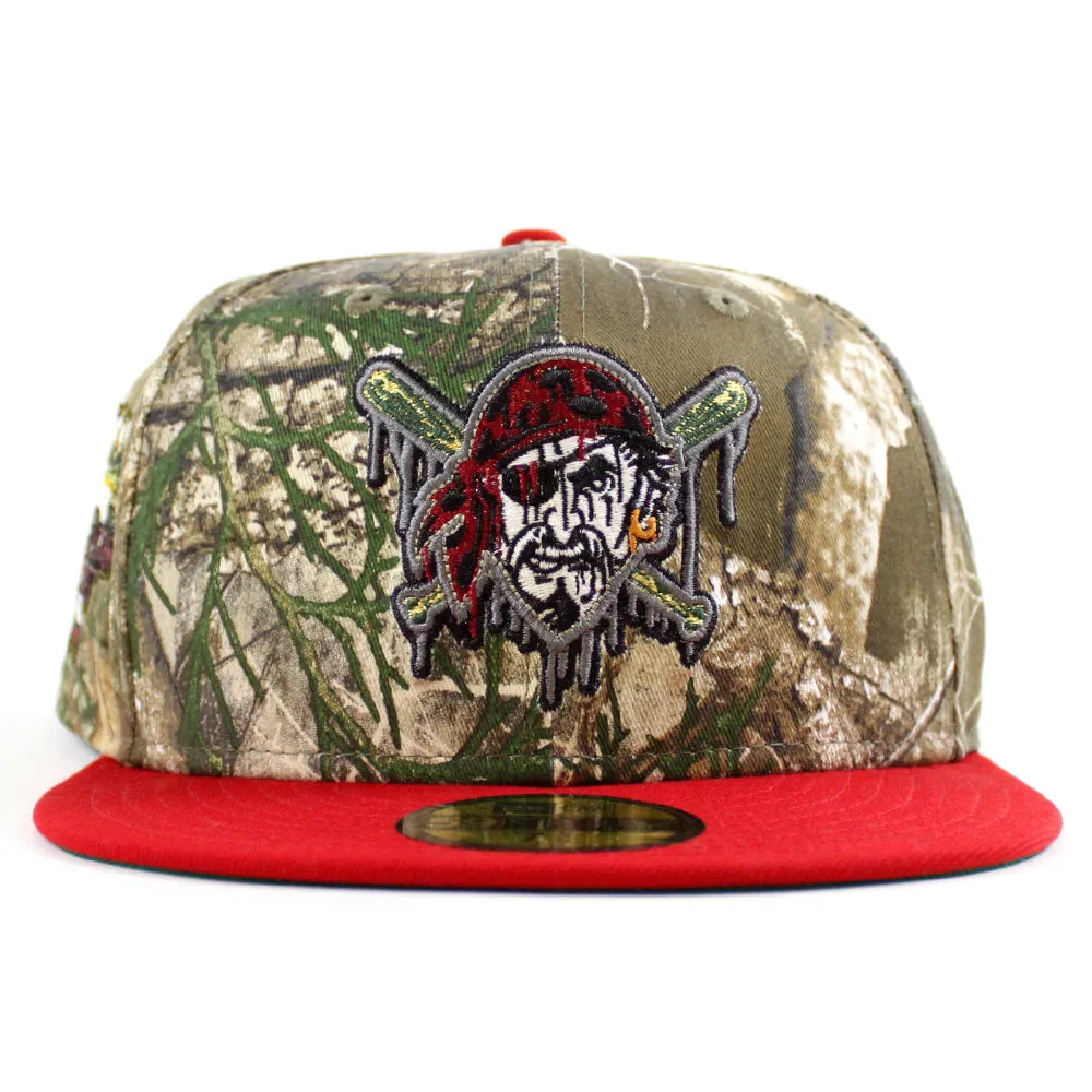 Pittsburgh Pirates Drip Logo 2006 All Star Game 59Fifty New Era Fitted Hats (RealTree Camo Scarlet Red Green Under Brim)