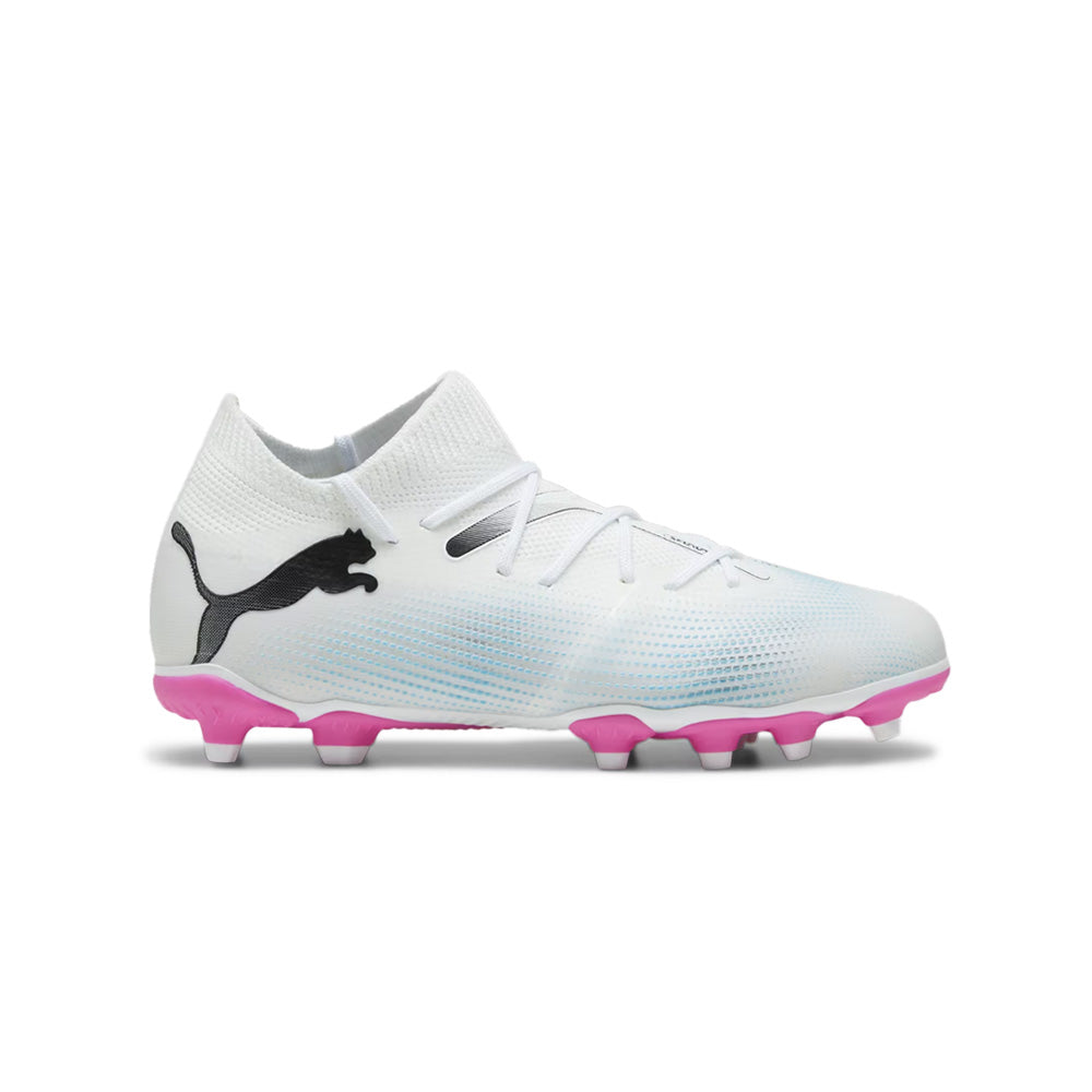 Puma Future 7 Match FG/AG Jnr Football Boots (White/Black/Poison Pink)