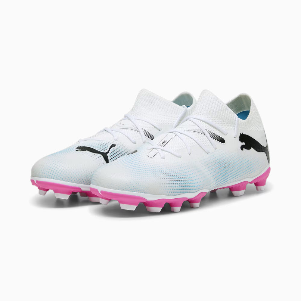 Puma Future 7 Match FG/AG Jnr Football Boots (White/Black/Poison Pink)