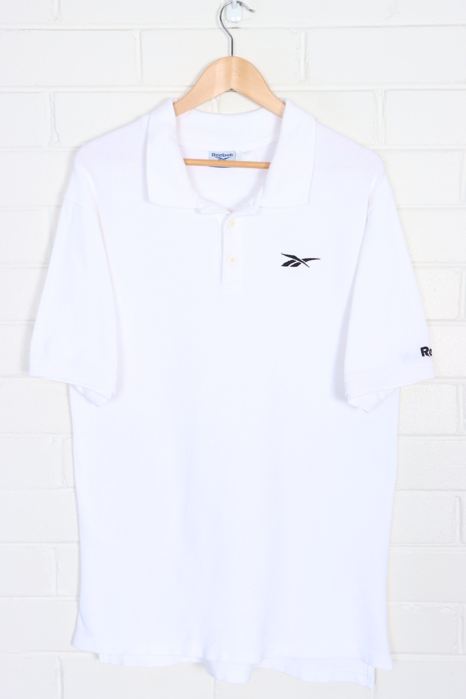 REEBOK Knit Texture Embroidered White Tall Polo Shirt (M)