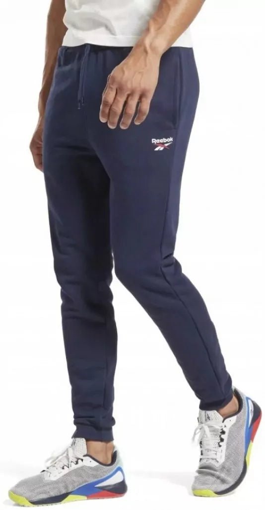 REEBOK MEN'S FT LOGO NAVY TRACKPANTS