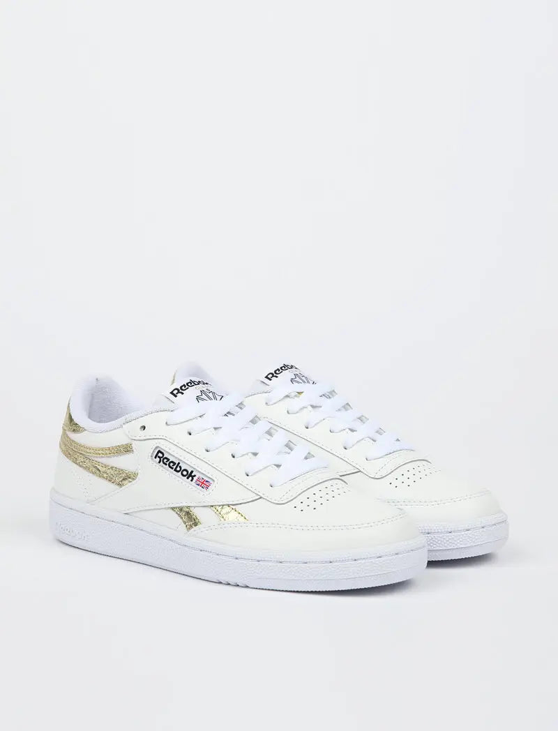 Reebok Womens Club C Revenge Trainer White / Gold Mt / White