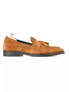 Rocky Tassel Loafer - Camel Suede Leather (Flexi-Sole)