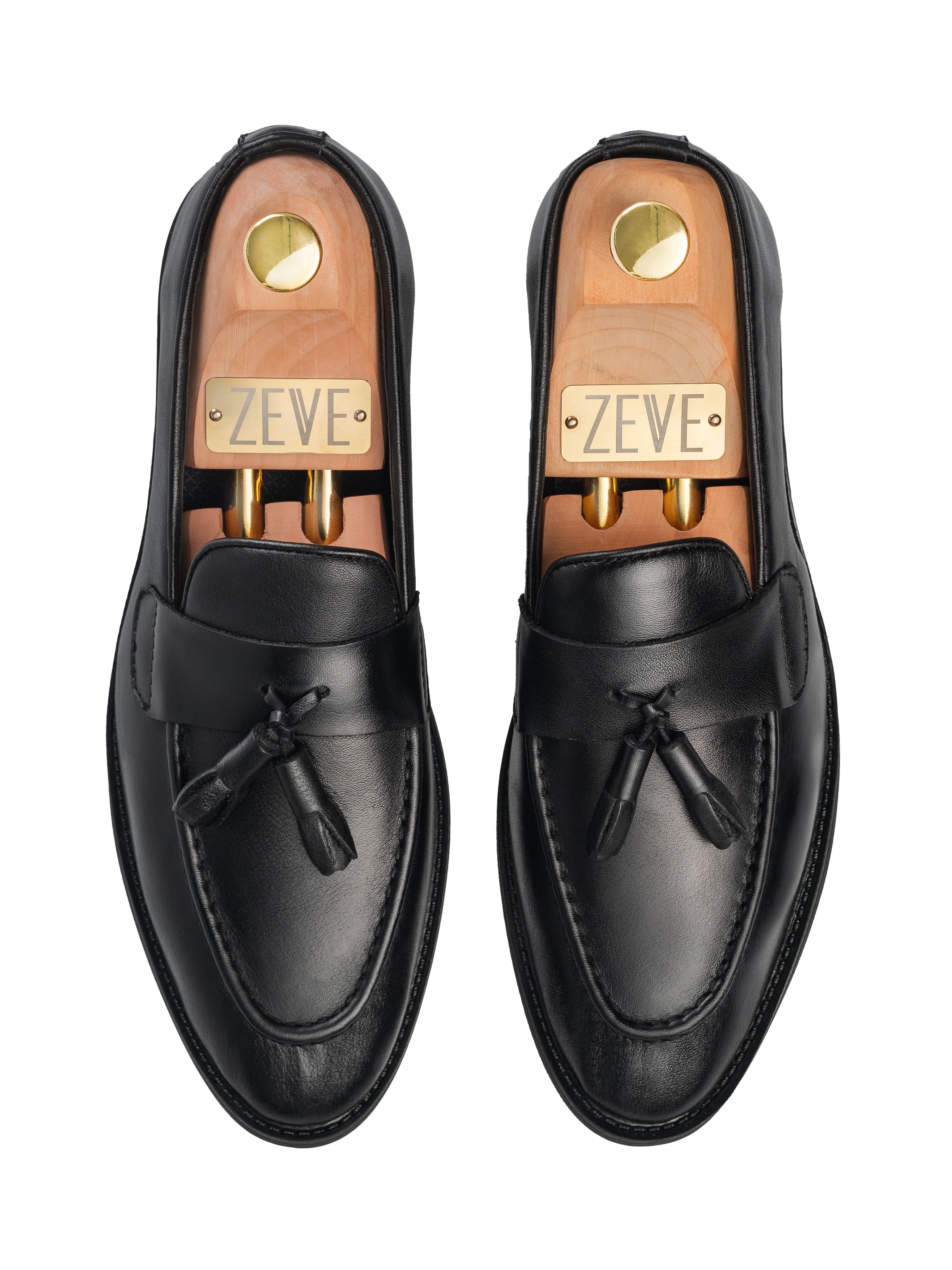 Rocky Tassel Loafer - Solid Black Leather