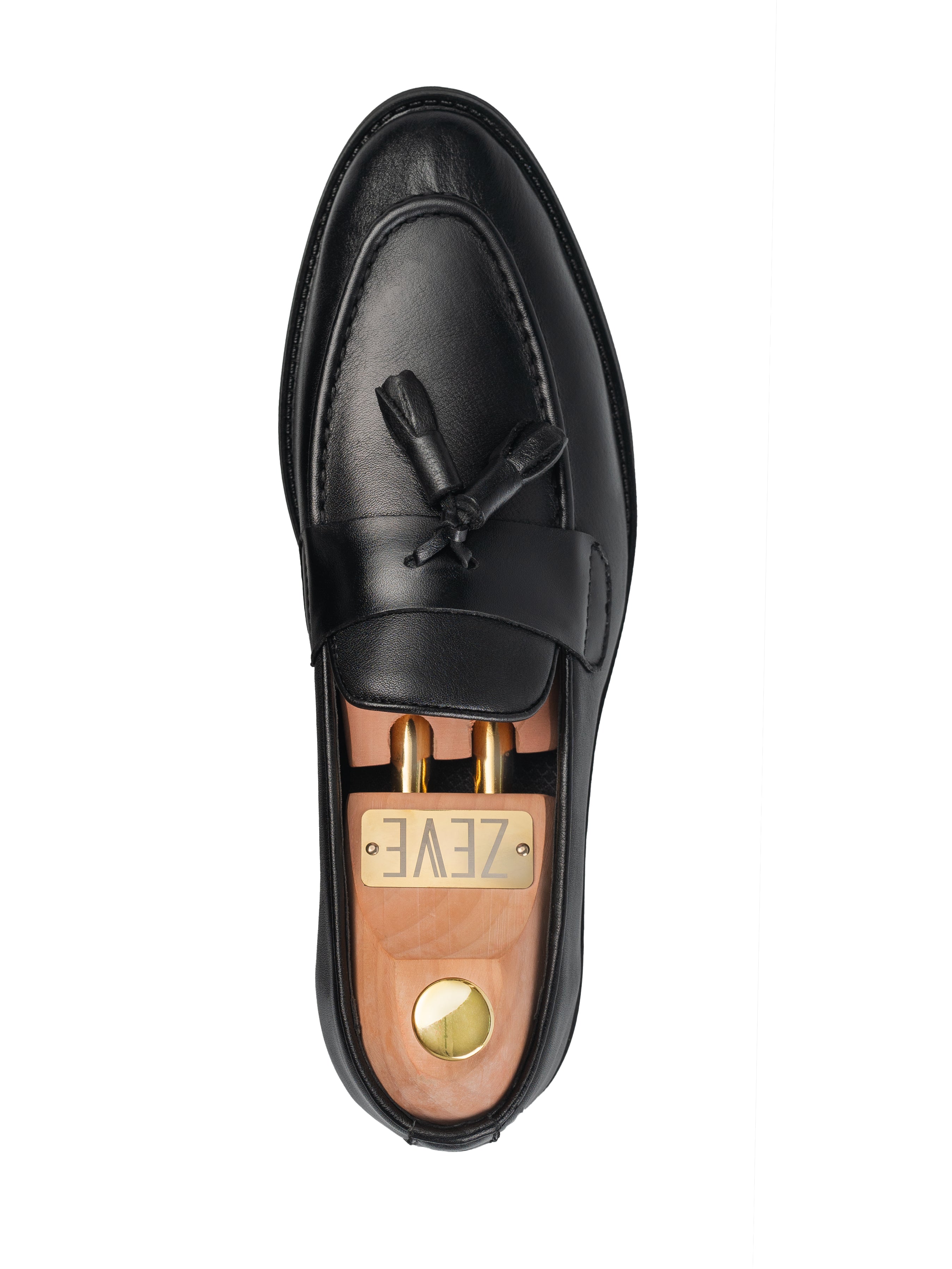 Rocky Tassel Loafer - Solid Black Leather