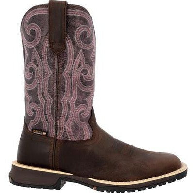 Rocky Women's Rosemary 11 Square Toe WP Western Work Boot -Brown- RKW0422