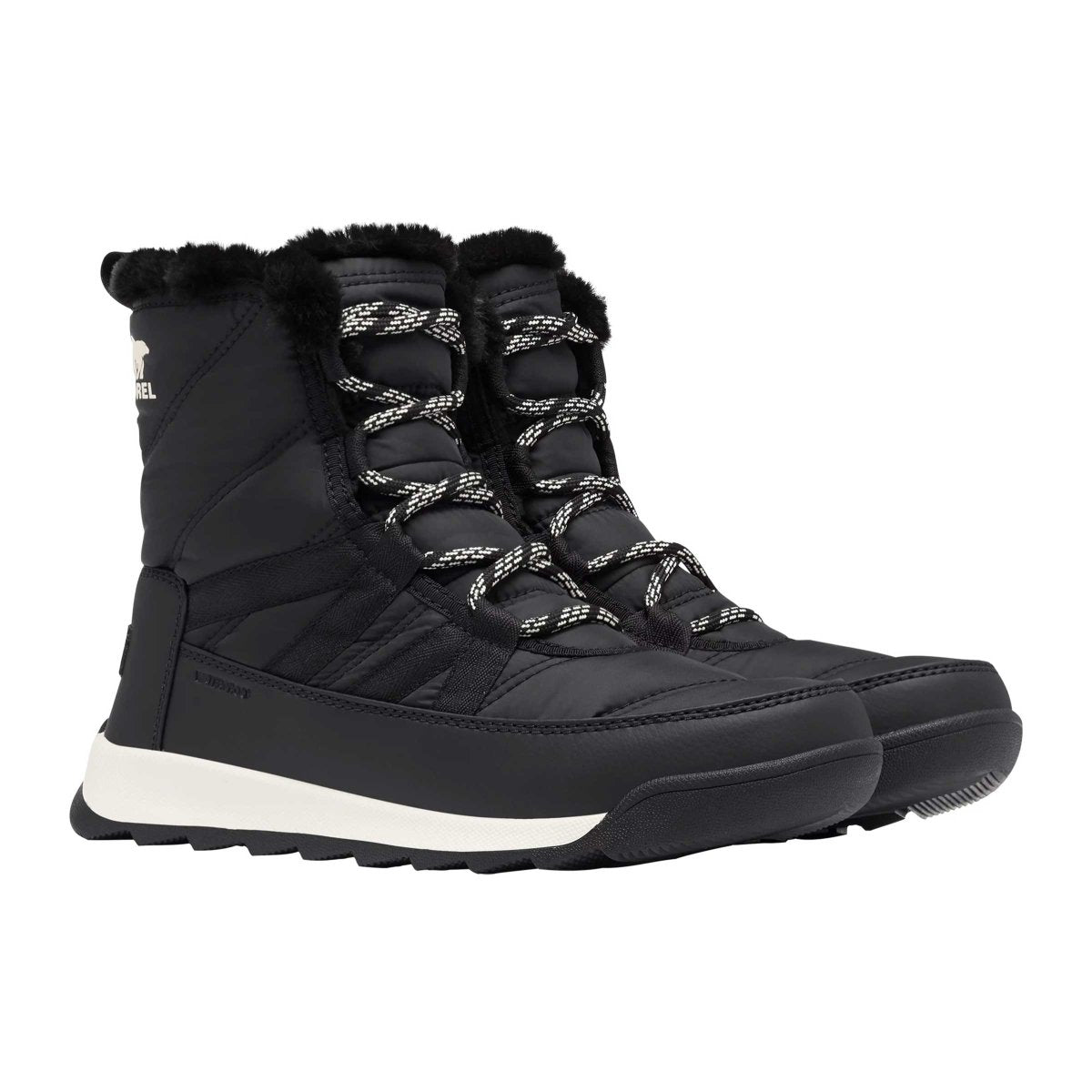 Sorel Girl's Whitney II Short Lace Black/Sea Salt Velcro Waterproof