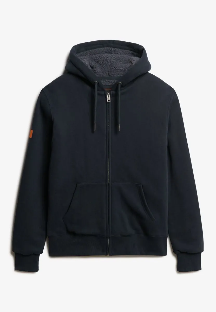 Superdry Borg Lined Warm Zip Up Hooded Sweatshirts Eclipse Navy