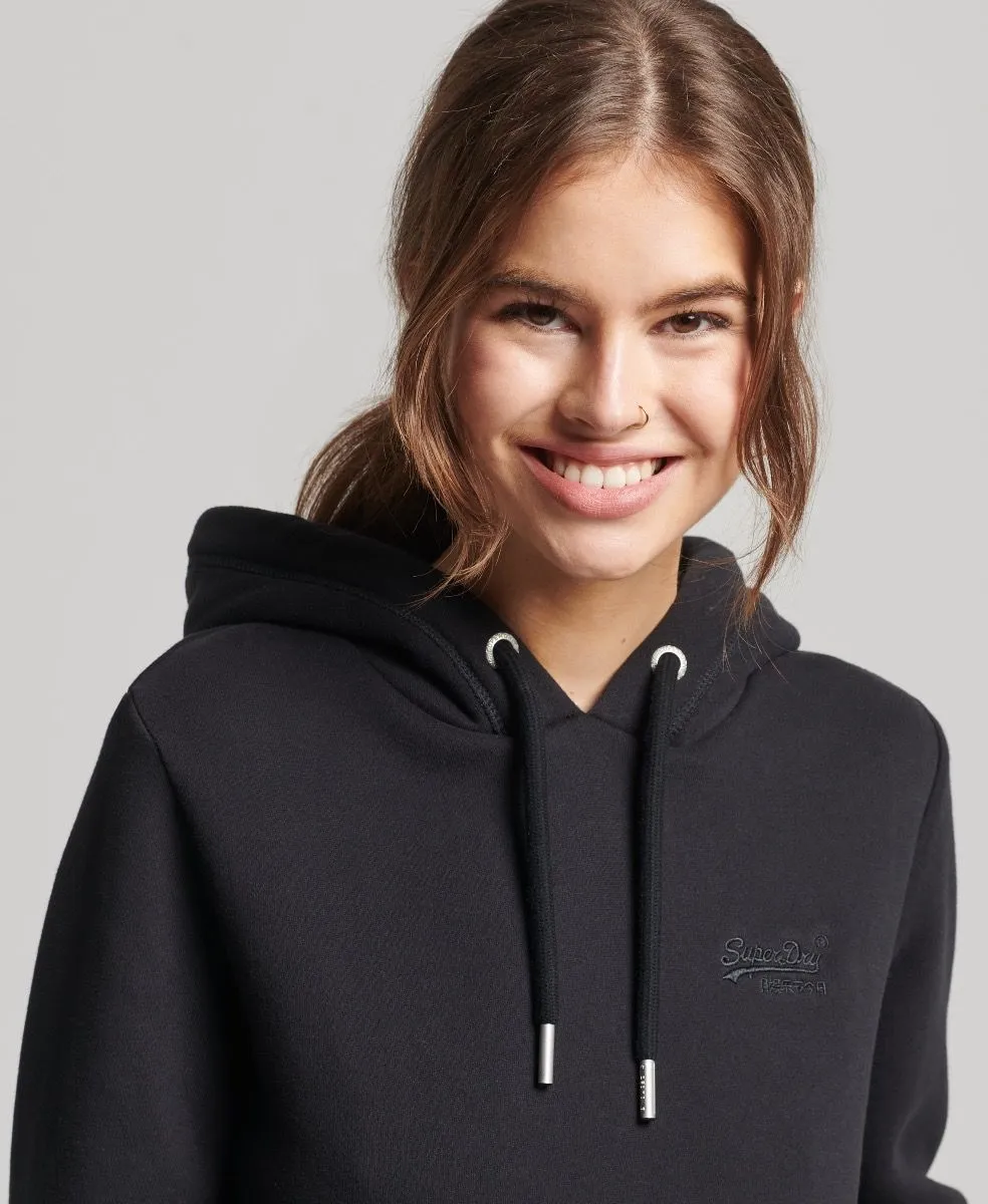 Superdry Womens Vintage Embroided Logo Hooded Sweatshirts Black