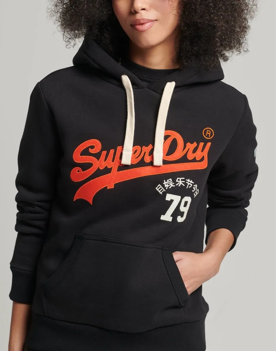 Superdry Womens Vintage Logo Hooded Sweatshirts Black