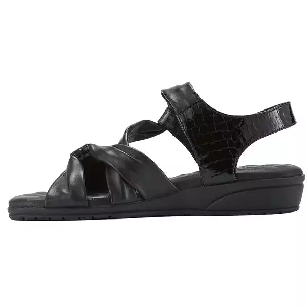 Valerie Black Baby Gator Print  Wedge Sandals