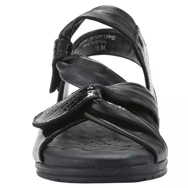 Valerie Black Baby Gator Print  Wedge Sandals